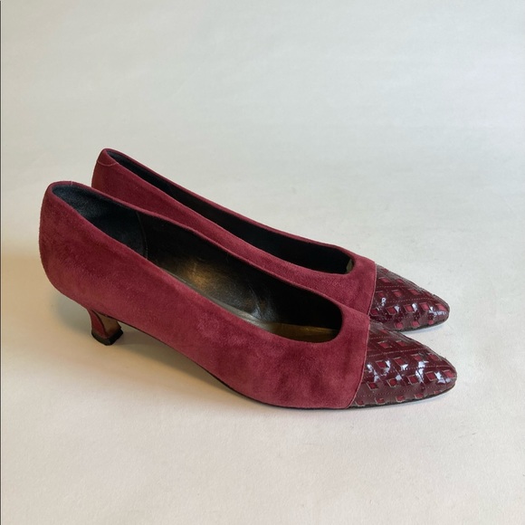 Bally Burgundy Suede Leather Heels size 9.5 - Picture 1 of 14